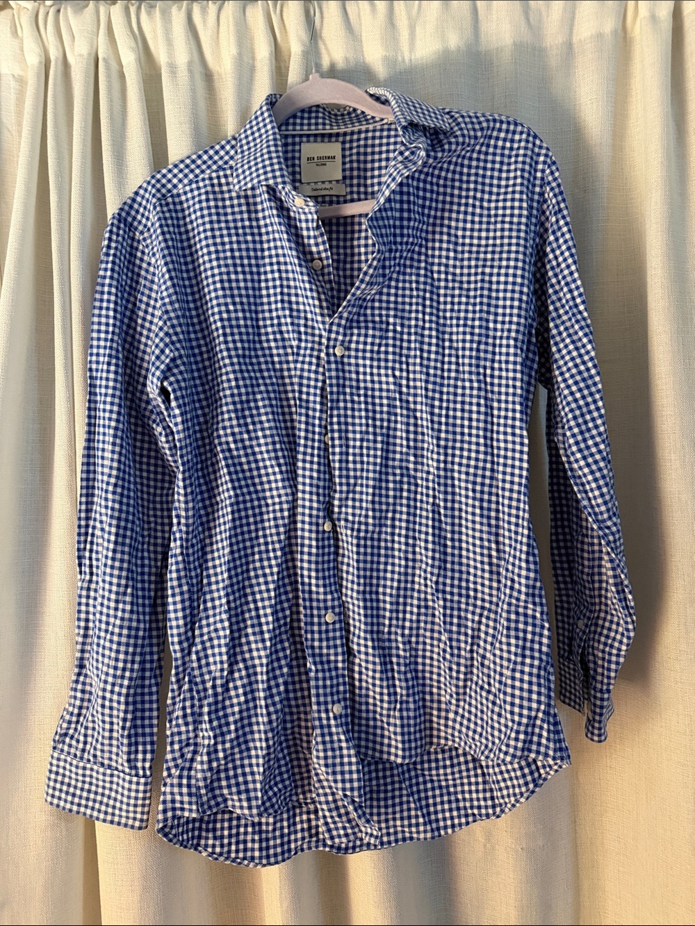 Ben Sherman Blue and White Gingham Button-Down Shirt
